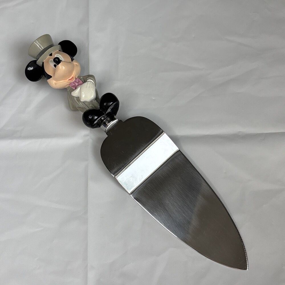 Vintage Disney Store Mickey Mouse Wedding Cake Server  stainless steel EUC
